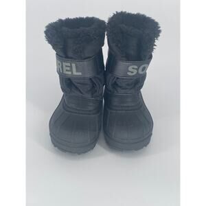 SOREL Toddler Size 7 Black Winter Snow Boots Faux Fur Lined Cold Weather